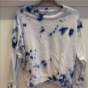Blue and White Tie-Dye Women's Sweater